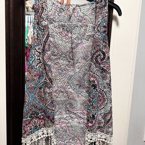 Colorful Paisley Skirt with Lace Hem